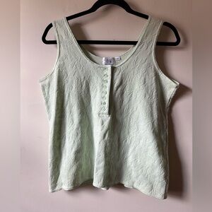 ✨5/$25 Vintage Together Floral Embossed Green Tank Top Oversized Boho